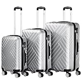 Zelsius Koffer Set 3 Stück, Grau | ABS Hartschalenkoffer mit Zahlenschloss, Doppelrollen und Innen...
