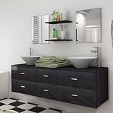 MOONAIRY 9-TLG. Badmöbel-Set mit Waschbecken und Wasserhahn, Badezimmer Möbel, Waschtisch Set,...