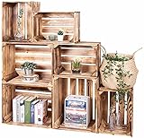 LAUBLUST Vintage Holzkisten 7er Set Geflammt - 50x40x30cm / 40x30x25cm | Weinkisten & Obstkisten |...