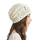 ZLYC Damen Sommer Strickmützen Handgemacht Häkelmütze Slouch Beanie Mütze (Festes...