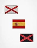 Packung mit 3 bestickten Militär-Patches – spanische Flagge und Burgunder-Kreuz – taktischer...