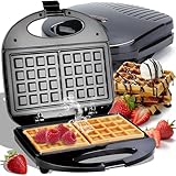Retoo Waffeleisen für traditionellefür 2 Belgische Waffeln maker 750 Watt Leistung, Backform...