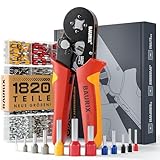 BAURIX® Crimpzange mit 1820 Aderendhülsen Set – Aderendhülsenzange selbsteinstellend...