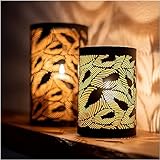 ZEYA Votiv Kerzenhalter 20 cm + 14 cm hoch, Windlicht schwarz Metall 2er Set, Windlicht Laterne,...