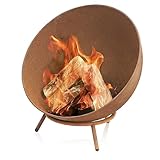 BBQ-Toro Feuerschale Ø 60 cm | Rostoptik | Kippbare Feuerstelle mit Dreibein Gestell | 3in1...