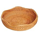 Brotkörbe zum Servieren von 9, 1 x 2, 8 Zoll, kleiner Rattankorb rustikales Rattanschale für Snack...