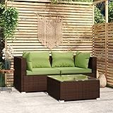 3-tlg. Garten-Lounge-Set mit Kissen,Terrassenmöbel,Garten-Sofa,Sofa für...