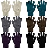 6 Paar Winter Strickhandschuhe Warme Unisex Stretch Fingerhandschuhe, Einheitsgröße Schwarz Grün...
