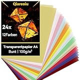 Qiareoiu Transparentpapier Bunt, Transparentpapier a4, Pergamentpapier zum Bedrucken, 12 Farben...