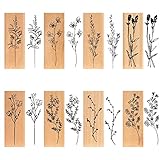 Holzstempel, 8 Stück Stempel Blumen Natürlichel Pflanze Mustern Stempel, Holzstempel zum Basteln...