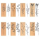 Holzstempel, 8 Stück Stempel Blumen Natürlichel Pflanze Mustern Stempel, Holzstempel zum Basteln...