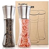 Salz und pfeffermühle 2er Set, Hochwertigem Glas & Edelstahl Gewürzmühle und Salzmühle...