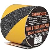 CHUANGSEED Schwarz&Gelb Anti-Rutsch-Klebeband 10cm x 10,6m High Grip Anti-Rutsch-Klebeband, für...