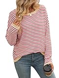 YAQUEKOU Pullover Damen Langarmshirts Sweater Gestreift Strickpullover Damen Herbst Oberteile...