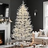 YITAHOME 180cm Weihnachtsbaum mit Fernbedienung, Künstlicher Weißer Weihnachtsbaum mit...