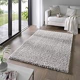Taracarpet Shaggy Teppich Wohnzimmer Venezia Hochflor Langflor Teppiche modern Grau 140x200 cm