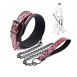 PIIKNUO Leder Halsband SM mit Leine Ketten Bondage Erotik Halsband Sexspielzeug Fesseln Bondage...