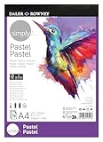 Daler-Rowney Simply Pastellpapier, 150 g/m², einseitig geleimter Block, A4, 21 x 29,7 cm, Weiß, 14...