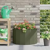 Qnhdfrt Halbrunder Pflanzkübel Olive Grün 60 x 30 x 35 cm Stahl Modernes Design Robuste Bauweise...