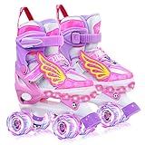 Hozzen Rollschuhe Mädchen Kinder 4 GrößenVerstellbare Quad Rollschuhe für Anfänger (Größe...