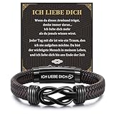 Ich Liebe Dich Lederarmband Geschenke für Männer - Leder Armband mit Gravur Liebe Text für Mann...