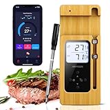 AIRMSEN Fleischthermometer Kabelloses mit LCD-Display, IPX8-Wasserdichtes Bratenthermometer,...