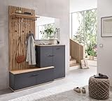 moebel-dich-auf Garderoben-Set Como Flurgarderobe Paneel + Schuhschrank + Spiegel in...