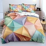 Bettbezug-Set 220X200 mit Geometrischem Dreieck,Modernes Kunst-Bettwäscheset mit Reißverschluss...