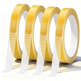 Zocipro 4 Rollen Doppelseitiges Stoffband 1.3cm*10m, Teppichklebeband Doppelseitig Heavy Duty für...