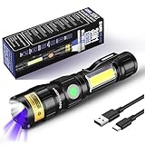 DARKBEAM UV 365nm Taschenlampen USB Aufladbar Schwarzlicht, LED Taschenlampe 3 in 1 Ultraviolett...
