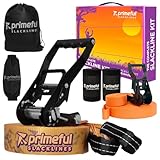 Primeful® Slackline Set 18,5m - Premium Komplettset mit Hilfsseil, Ratsche, Baumschutz & Tasche -...