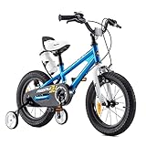 RoyalBaby Freestyle Kinderfahrrad Jungen Mädchen mit Stützräder Fahrrad 12 Zoll Blau