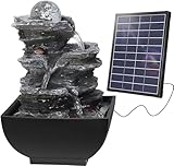 Biling Solar Gartenbrunnen Brunnen Solarbrunnen für Garten Brunnen, 5,5 W 3000mAh Akku...