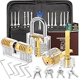 IPSXP Lockpicking Set, 32 Stück Dietrich Set mit 4 Transparentem Trainingsschlössern und Handbuch...