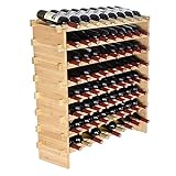 VEVOR Weinregal Weinständer für 72 Flaschen, BambusßFlaschenregal mit 8 Fächern, Stapelbar...