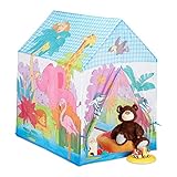 Relaxdays 10024756 Spielzelt Dschungel Tiere, f. Kinderzimmer, Outdoor, ab 3, Stoff, Safari...