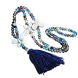 Amorar Elegant Pullover Kette Halsschmuck Böhmen Halskett Bunt Kristall Bead Schnur Kette Lange...
