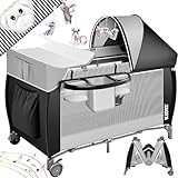 Kidiz® Babybett 3 in 1 Reisebett Kombi Set Baby Bett mit Wickelauflage Moskitonetz Laufstall Baby...