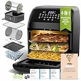 Stillstern Heißluftfritteuse 12L mit LED-Touchscreen, XXL Rezeptbuch auf Deutsch, 12 Programme,...
