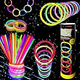 FuouYA 100 StüCk Leuchtstab,Leuchtstab Kinder,Knicklichter Party Set,100 Verbinder,LeuchtstäBe...