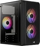 AeroCool CS107 V2, MicroATX- PC-Gehäuse, Seitenfenster, 3 x 120mm FRGB-Lüfter, CS107V2, schwarz