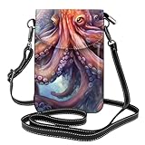 CLDBMD Kleine Handy-Geldbörse, 19,3 x 12,4 cm, Oktopus-Tentakel-Druck, Leder, Crossbody-Klappe,...