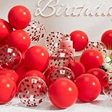 SUWEN Rot Luftballons und Konfetti Luftballons Set 47 Stück Latex Helium Rote Ballons für...