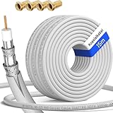 HB-DIGITAL 15m SAT Koaxial Kabel 135dB 8K 4K UHD 4-Fach geschirmt für DVB-S / S2 DVB-C / C2 DVB-T /...
