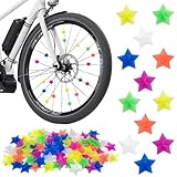 Feliciay 72 Stück Speichen Perlen Kinder,Speichen Reflektoren Sterne,Kunststoff Fahrrad Rad...