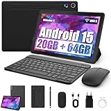 Tablet 10 Zoll 8-in-1 Kit Android 15 Tablet PC mit Hülle Tastatur Maus Stift Kopfhörer Netzstecker...