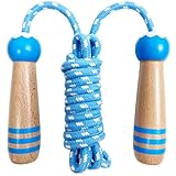Verstellbares Springseil aus gewebter Baumwolle mit Holzgriff für Erwachsene, Fitnessübungen,...