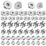 Alethron Magnetverschluss Tasche, 20 Stück Magnetknöpfe zum Annähen 18mm ＆ 14mm...