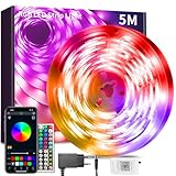 BATHEBRIGHT Led Strip 5m RGB LED Streifen mit Bluetooth Musik Sync Timer-Einstellung Dimmbar...