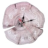 HOOTNEE Stilvolle Geräuscharme Holz Wanduhr 30cm Jahresringuhr für Wohnzimmer Schlafzimmer...